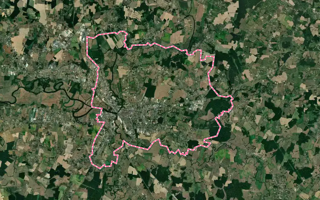 Vue satellite de Louhans avec ses contours administratifs