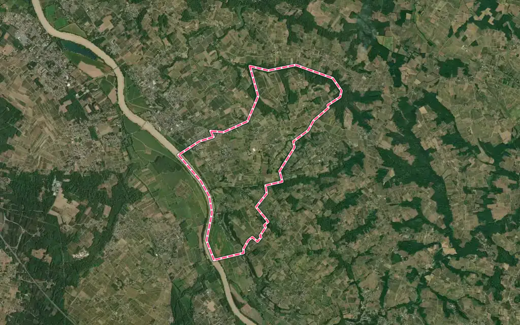 Vue satellite de Loupiac avec ses contours administratifs