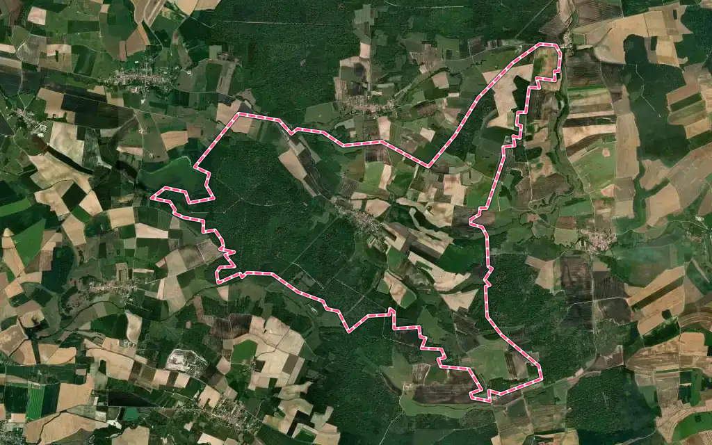 Vue satellite de Louppy-le-Château avec ses contours administratifs