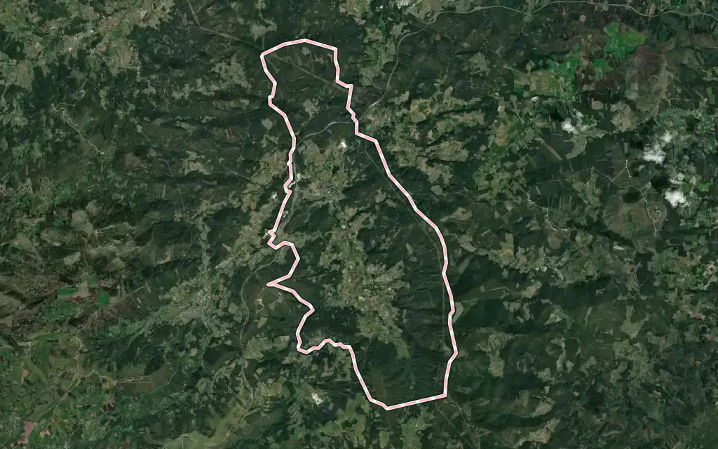 Vista satélite de Lourenzá con su contorno administrativo