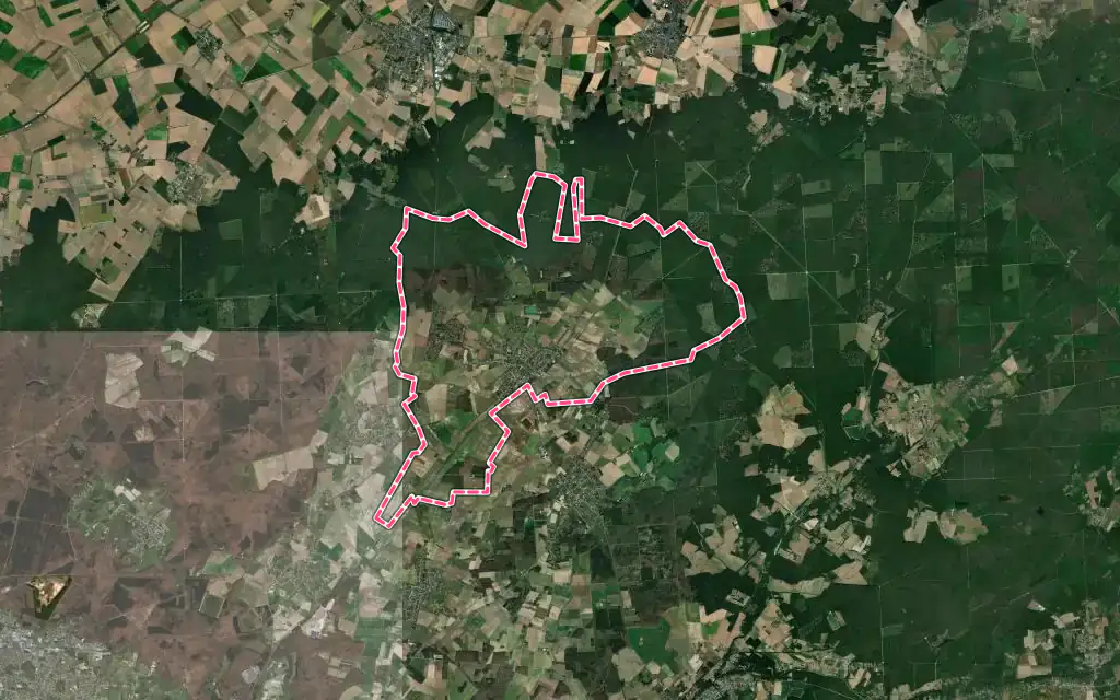 Vue satellite de Loury avec ses contours administratifs