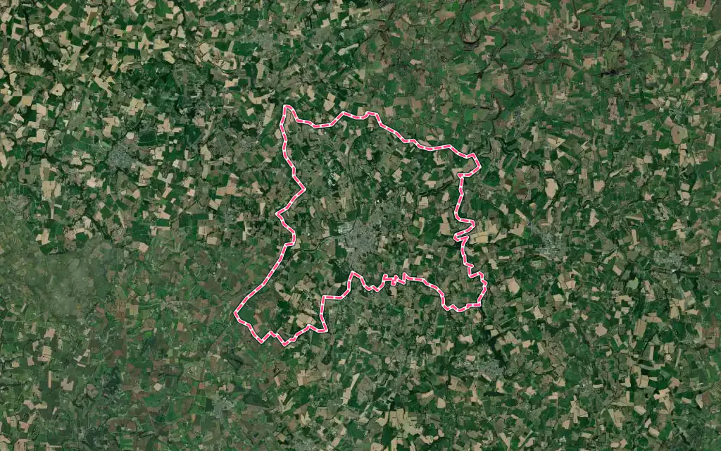 Vue satellite de Louvigné-du-Désert avec ses contours administratifs