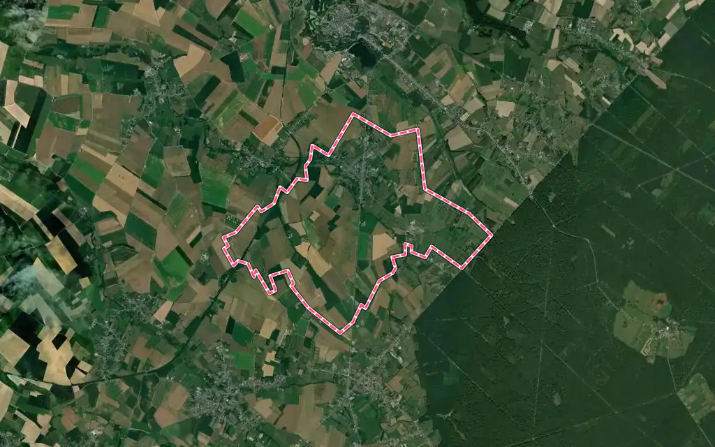 Vue satellite de Louvignies-Quesnoy avec ses contours administratifs