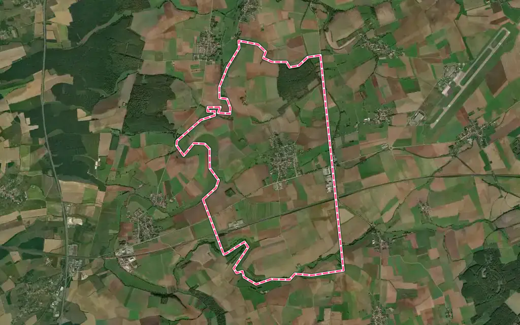 Vue satellite de Louvigny avec ses contours administratifs