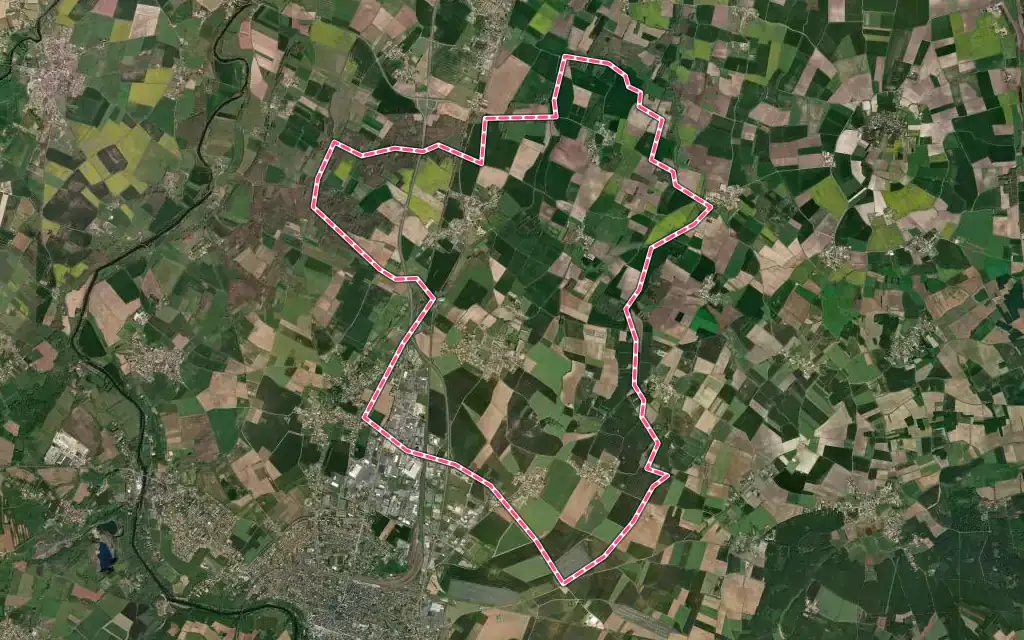 Vue satellite de Louzy avec ses contours administratifs