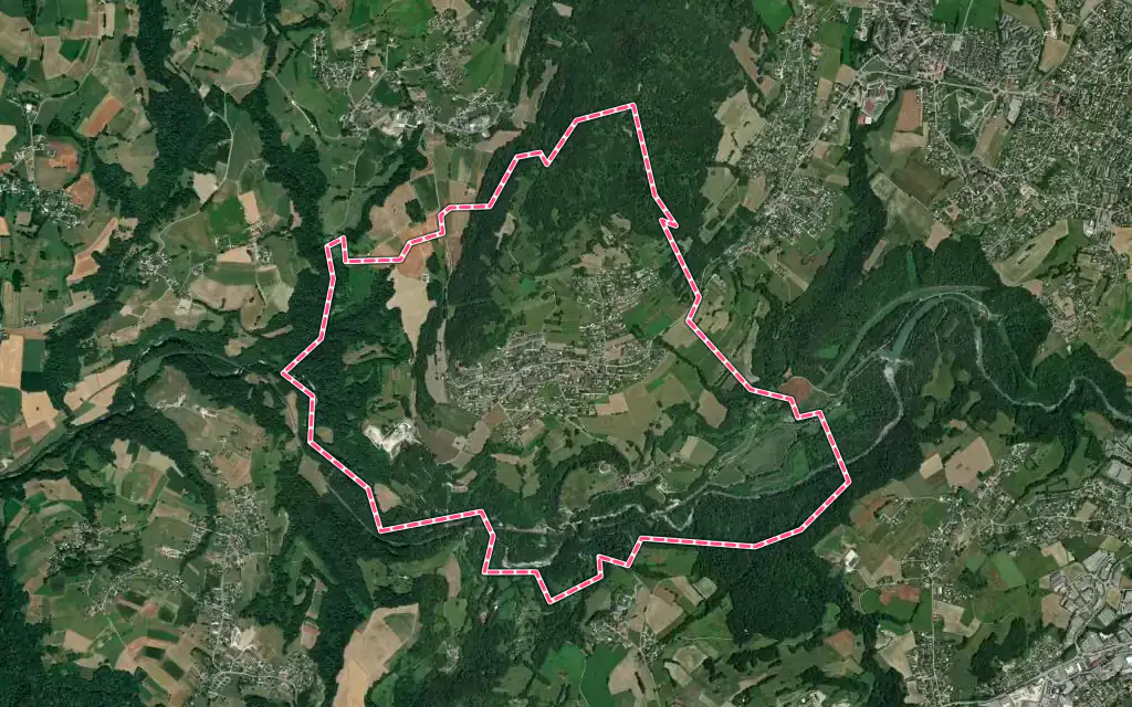 Vue satellite de Lovagny avec ses contours administratifs