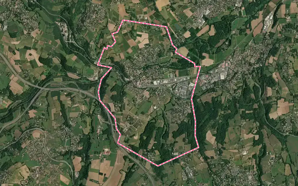 Vue satellite de Lozanne avec ses contours administratifs