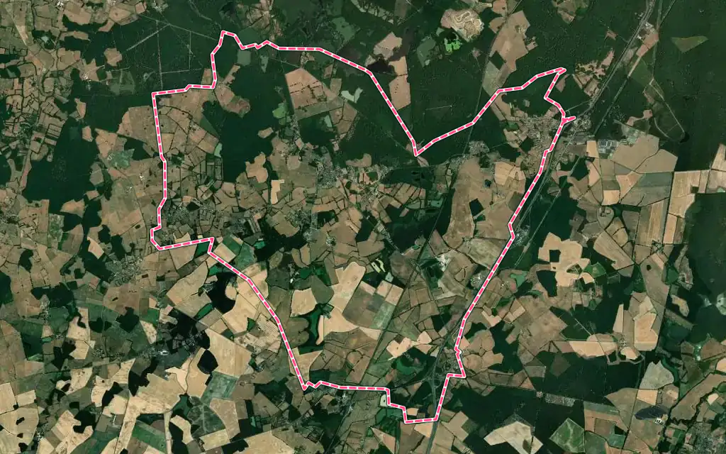 Vue satellite de Luant avec ses contours administratifs