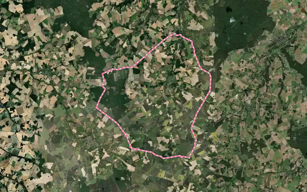 Vue satellite de Luçay-le-Mâle avec ses contours administratifs