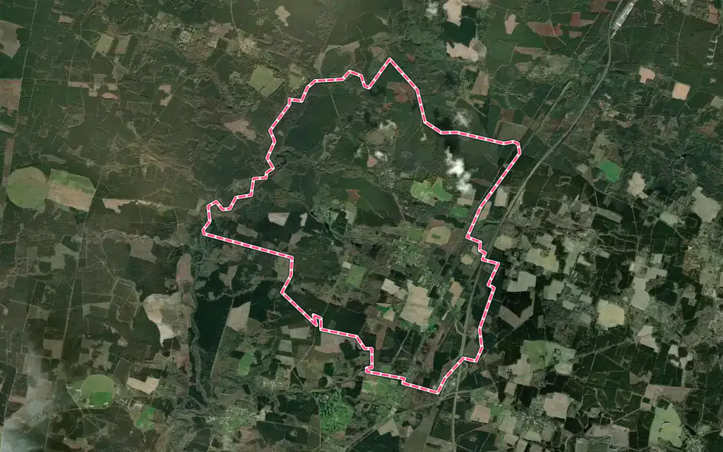 Vue satellite de Lucbardez-et-Bargues avec ses contours administratifs