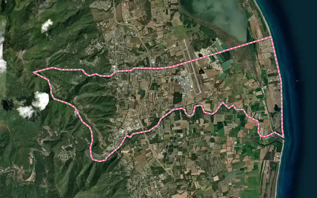 Vue satellite de Lucciana avec ses contours administratifs