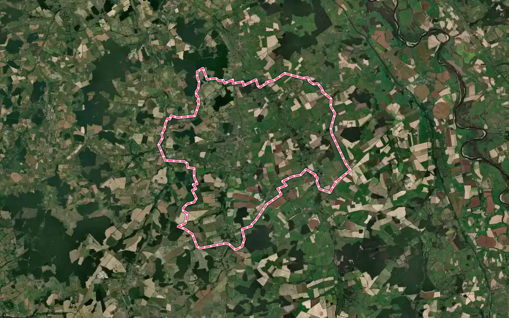Vue satellite de Lucenay-lès-Aix avec ses contours administratifs