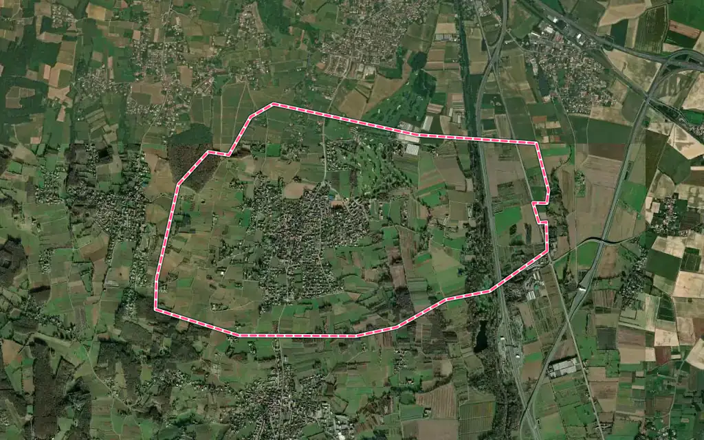 Vue satellite de Lucenay avec ses contours administratifs