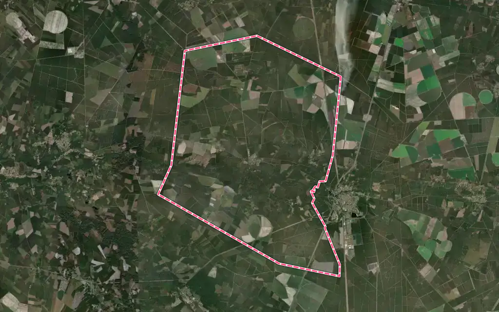 Vue satellite de Lüe avec ses contours administratifs