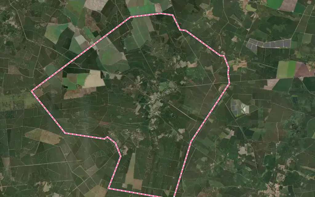 Vue satellite de Luglon avec ses contours administratifs