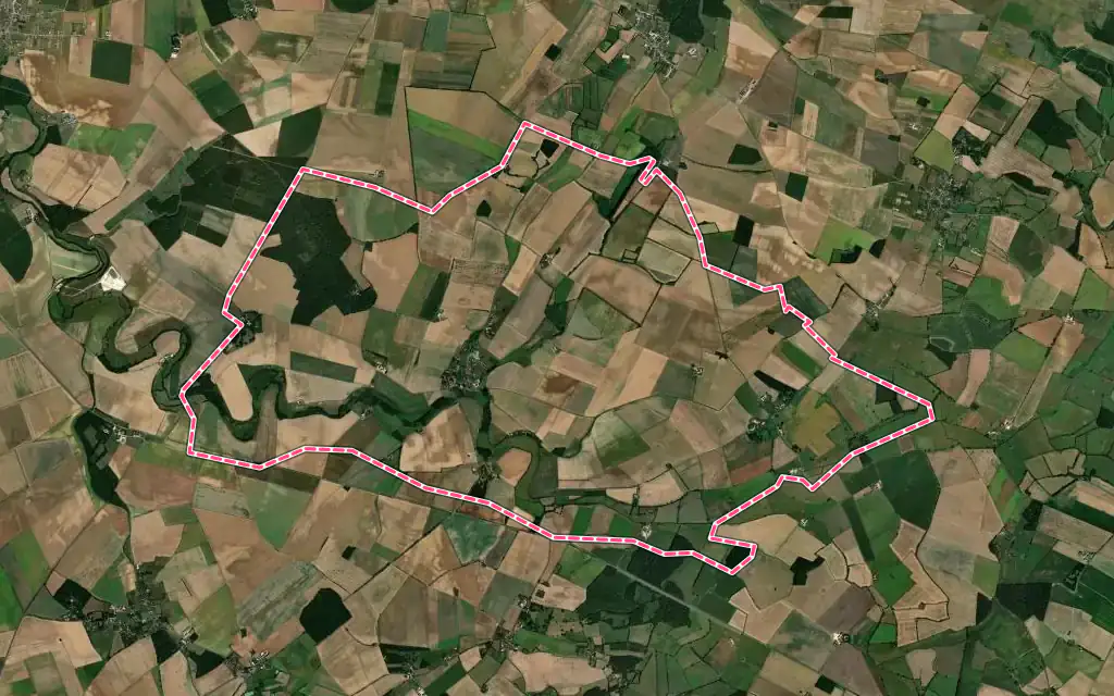 Vue satellite de Lugny-Bourbonnais avec ses contours administratifs