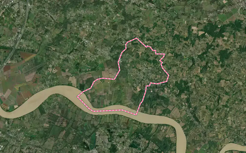 Vue satellite de Lugon-et-l'Île-du-Carnay avec ses contours administratifs