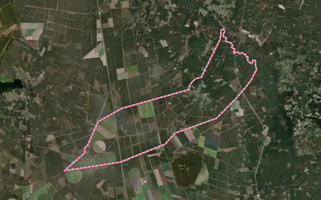 Vue satellite de Lugos avec ses contours administratifs