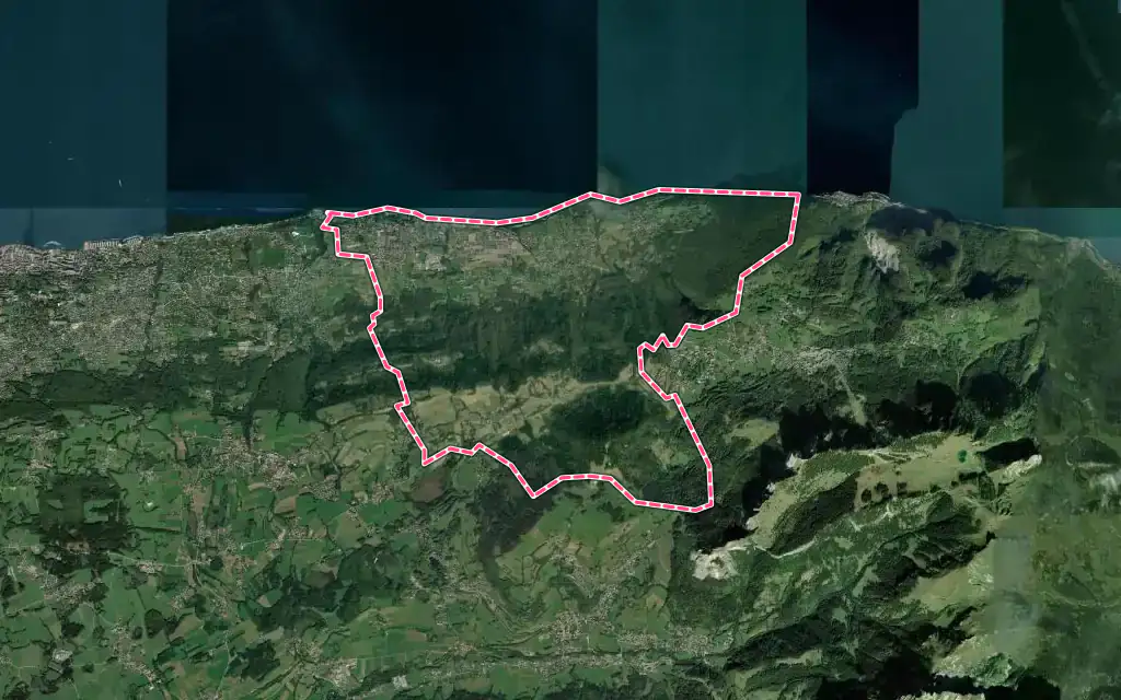 Vue satellite de Lugrin avec ses contours administratifs