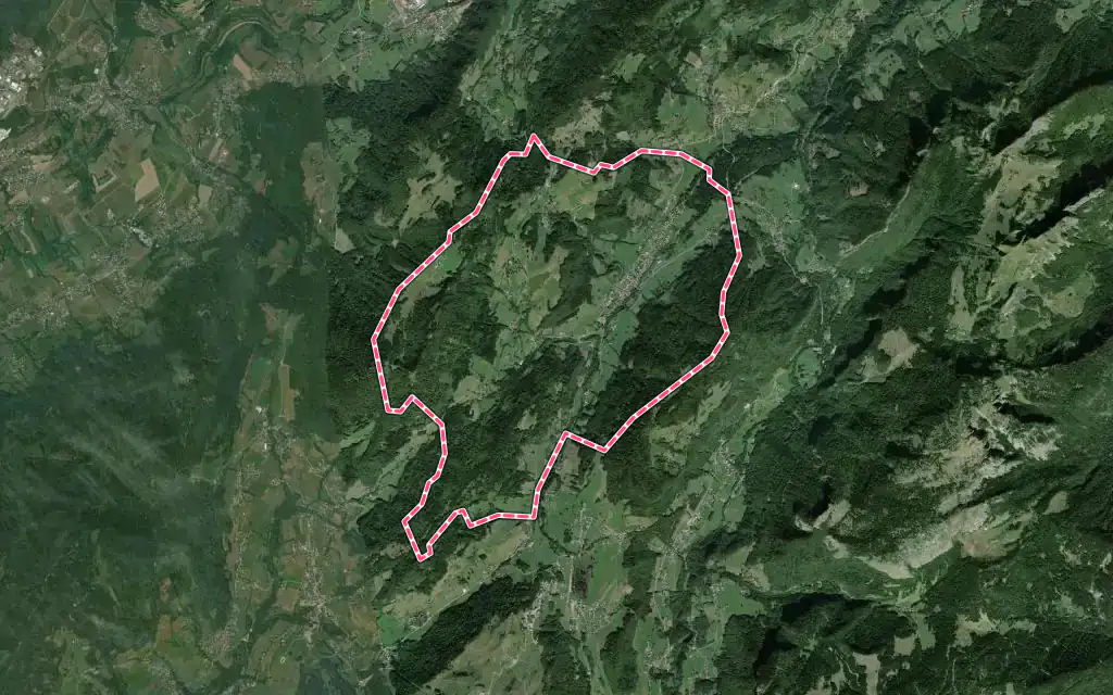 Vue satellite de Lullin avec ses contours administratifs