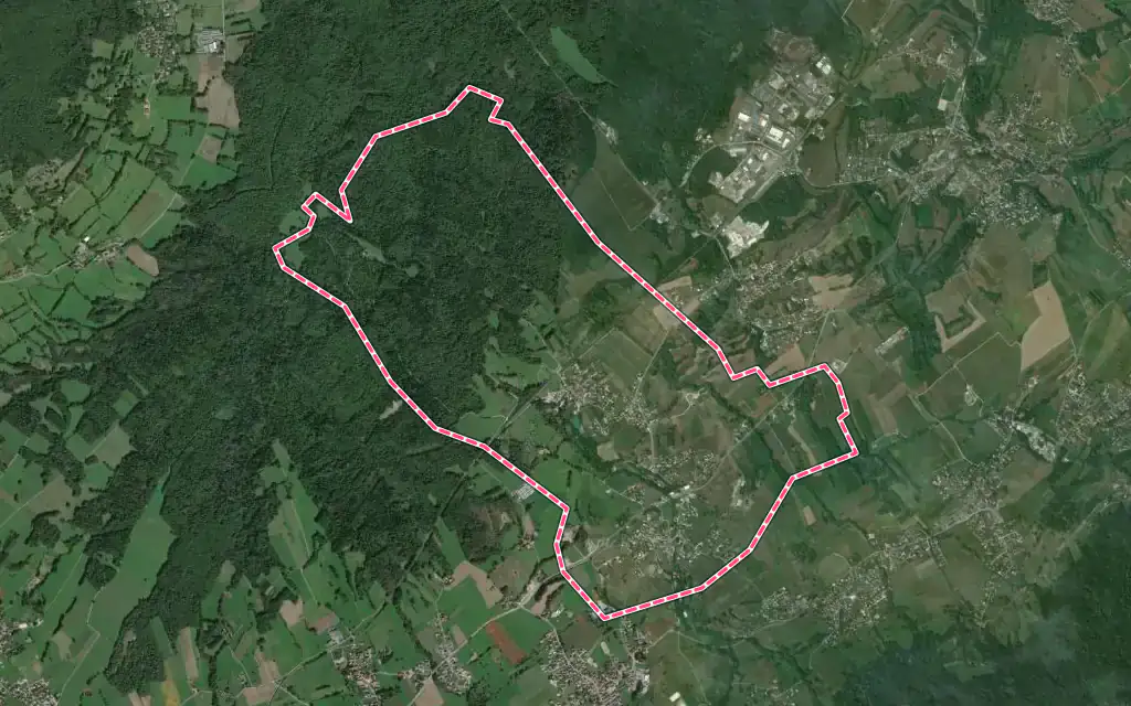 Vue satellite de Lully avec ses contours administratifs