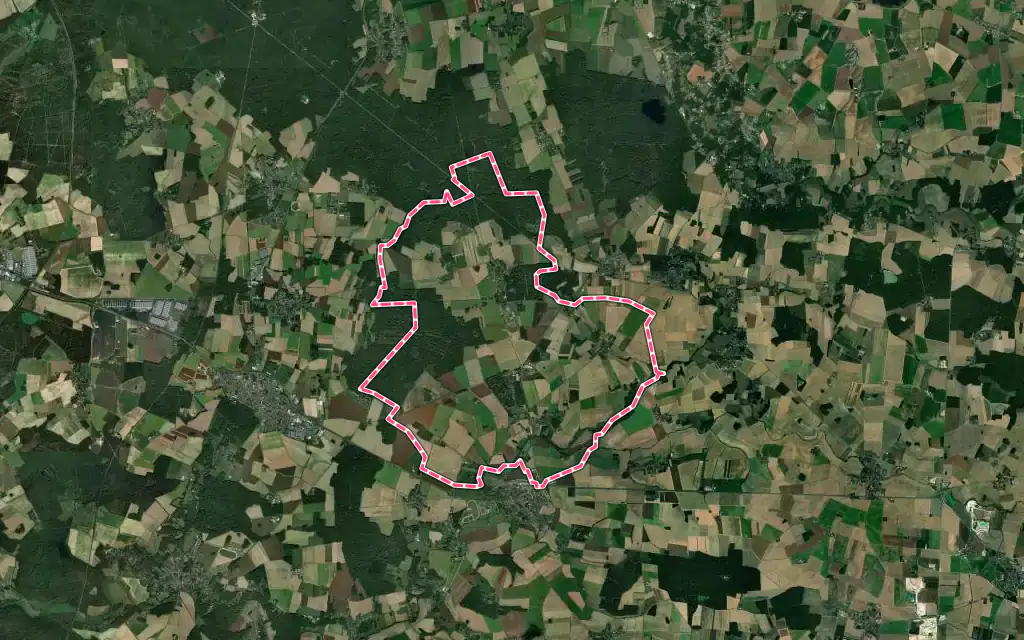 Vue satellite de Lumigny-Nesles-Ormeaux avec ses contours administratifs