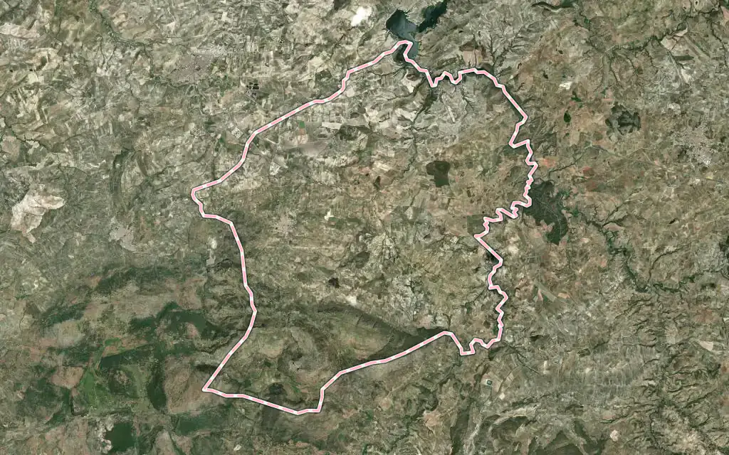 Vista satélite de Luque con su contorno administrativo