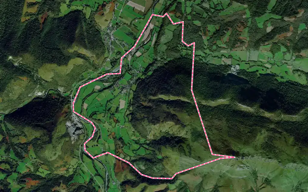 Vue satellite de Lurbe-Saint-Christau avec ses contours administratifs