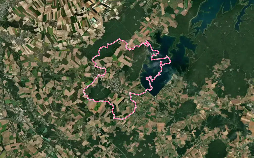Vue satellite de Lusigny-sur-Barse avec ses contours administratifs