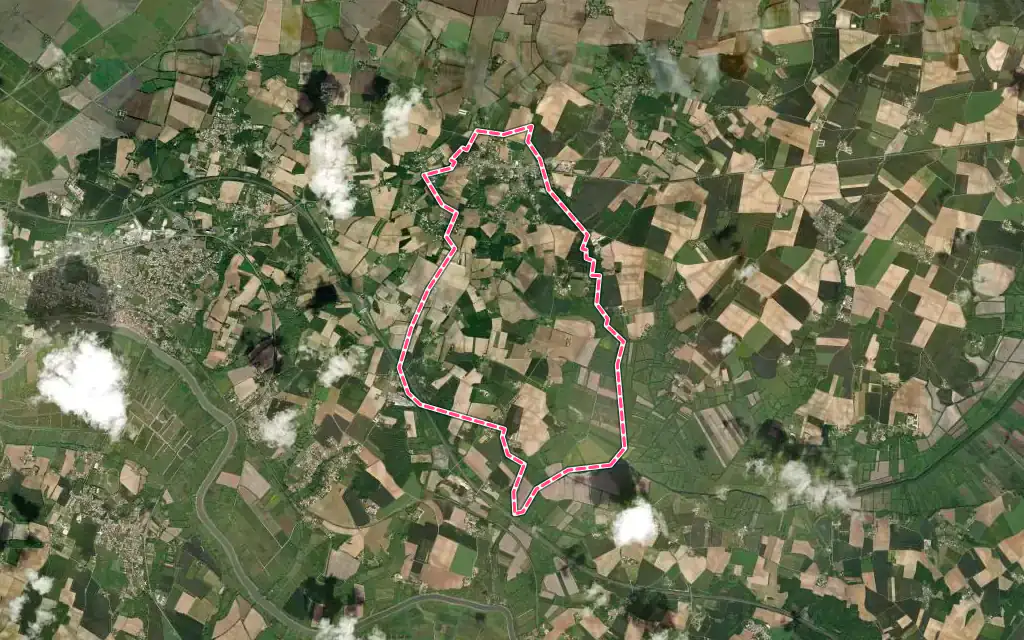 Vue satellite de Lussant avec ses contours administratifs