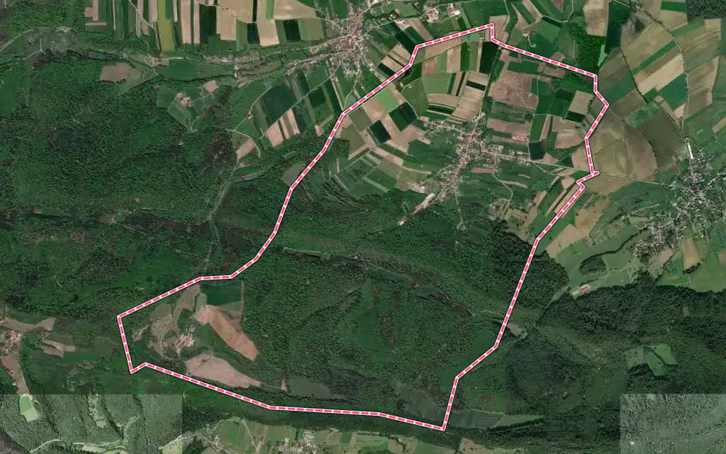Vue satellite de Lutter avec ses contours administratifs
