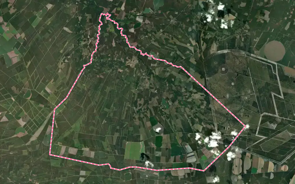 Vue satellite de Luxey avec ses contours administratifs