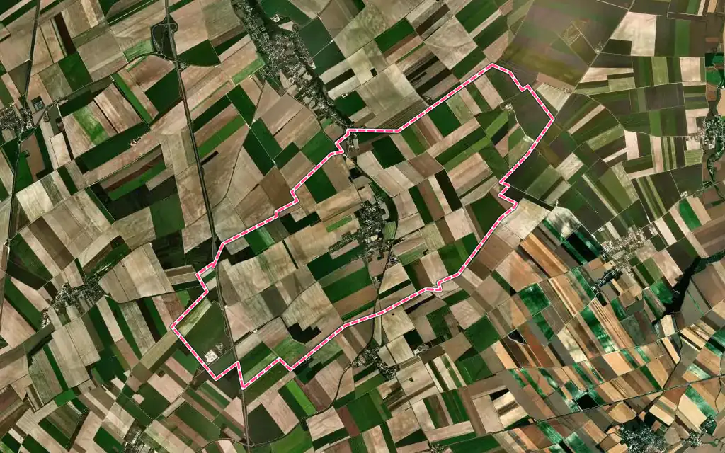 Vue satellite de Luyères avec ses contours administratifs
