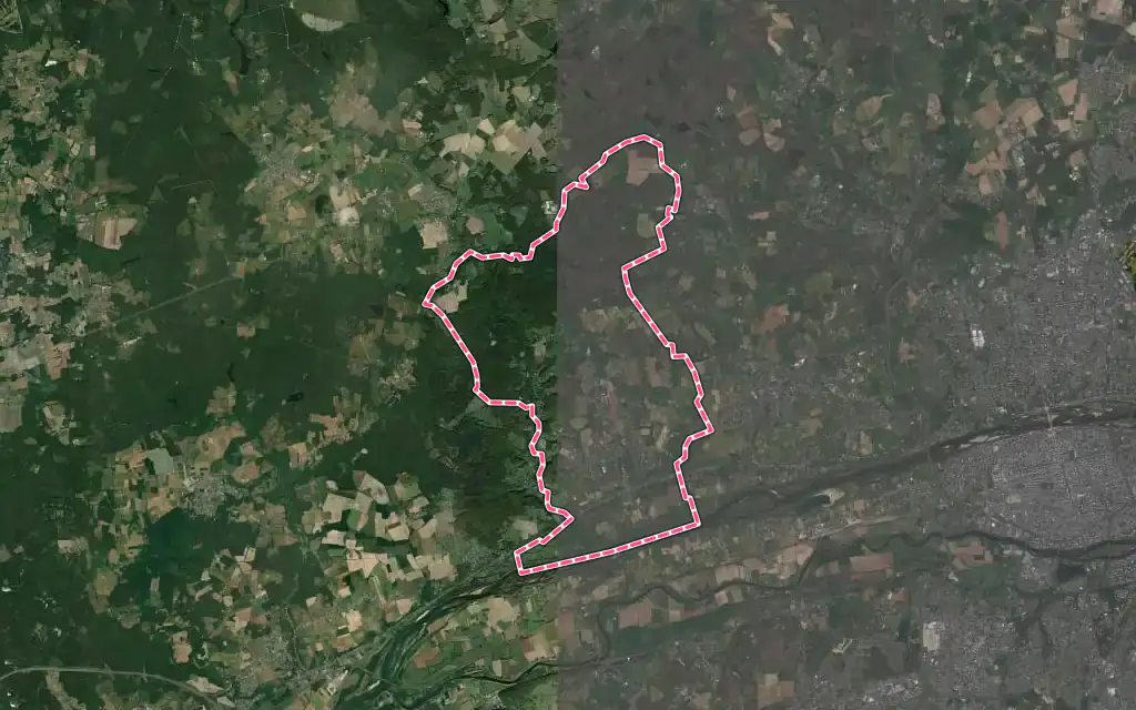 Vue satellite de Luynes avec ses contours administratifs
