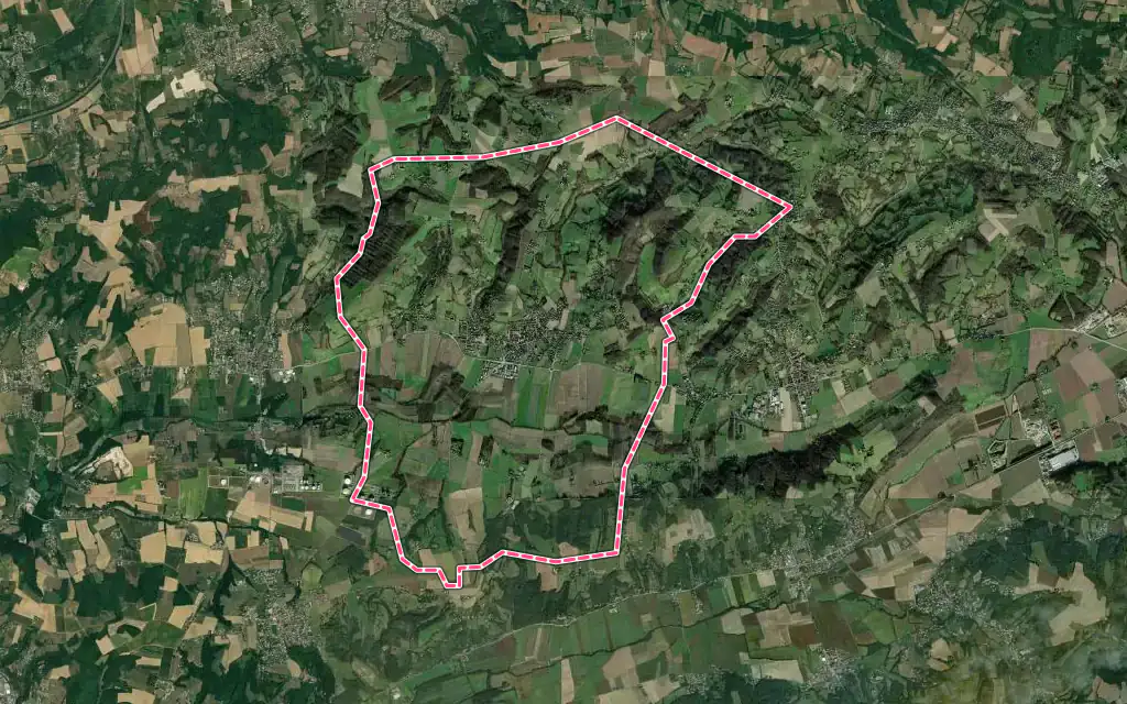 Vue satellite de Luzinay avec ses contours administratifs