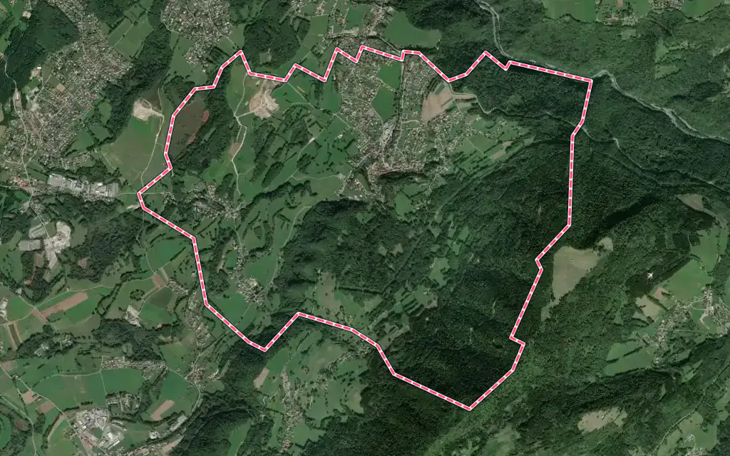 Vue satellite de Lyaud avec ses contours administratifs