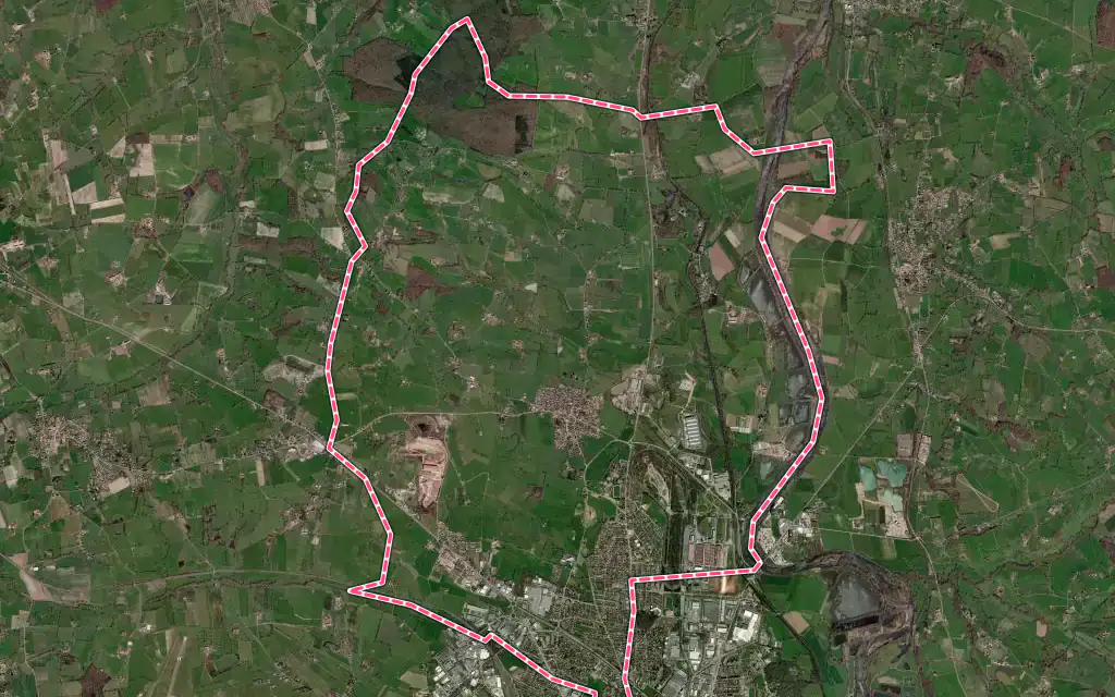 Vue satellite de Mably avec ses contours administratifs