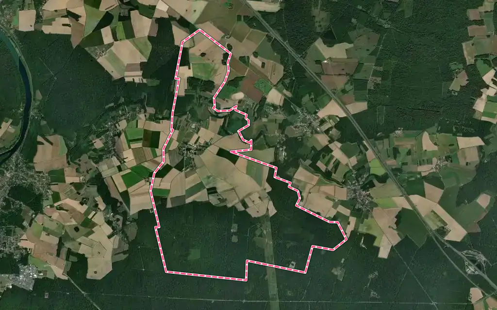 Vue satellite de Machault avec ses contours administratifs