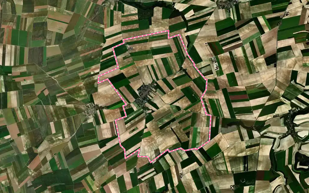 Vue satellite de Machault avec ses contours administratifs