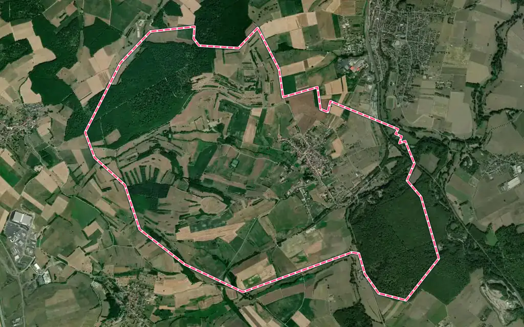Vue satellite de Mackwiller avec ses contours administratifs