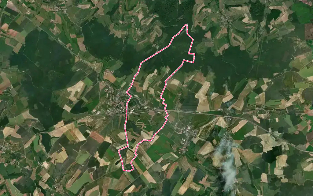 Vue satellite de Madonne-et-Lamerey avec ses contours administratifs
