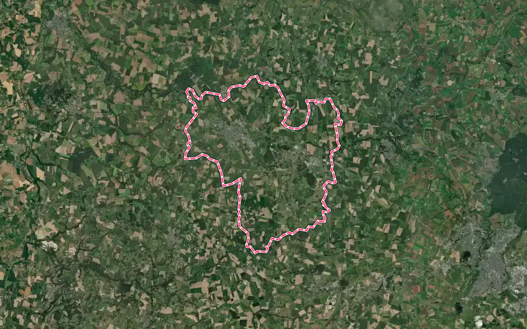 Vue satellite de Maen Roch avec ses contours administratifs