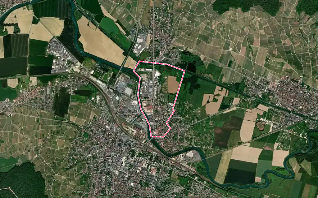 Vue satellite de Magenta avec ses contours administratifs