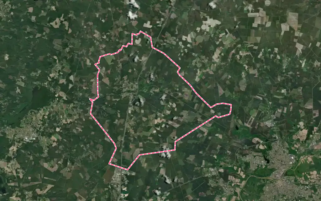 Vue satellite de Magescq avec ses contours administratifs