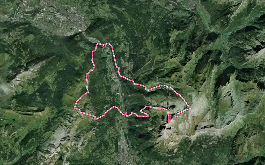 Vue satellite de Magland avec ses contours administratifs