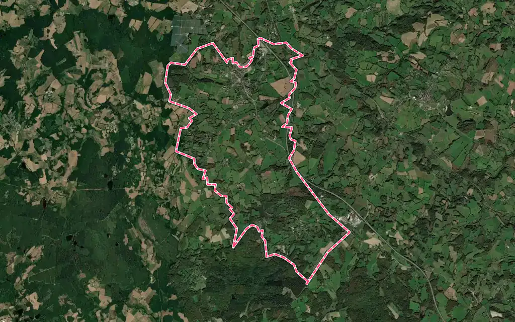 Vue satellite de Magnac-Bourg avec ses contours administratifs