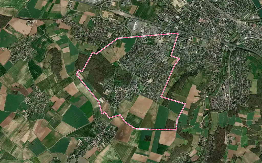 Vue satellite de Magnanville avec ses contours administratifs