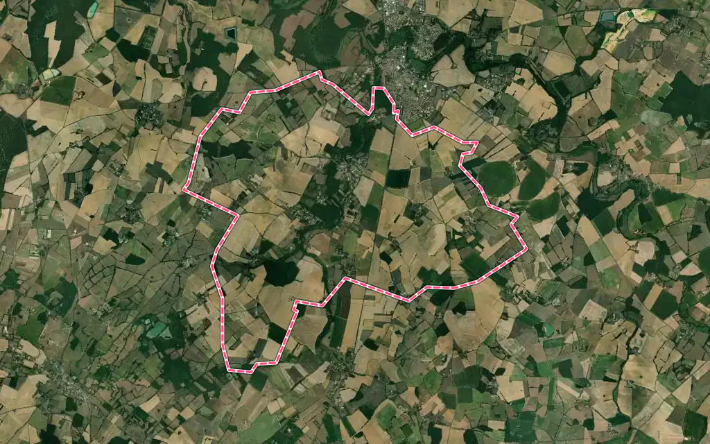 Vue satellite de Magné avec ses contours administratifs