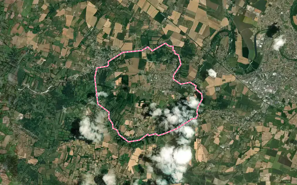 Vue satellite de Magné avec ses contours administratifs