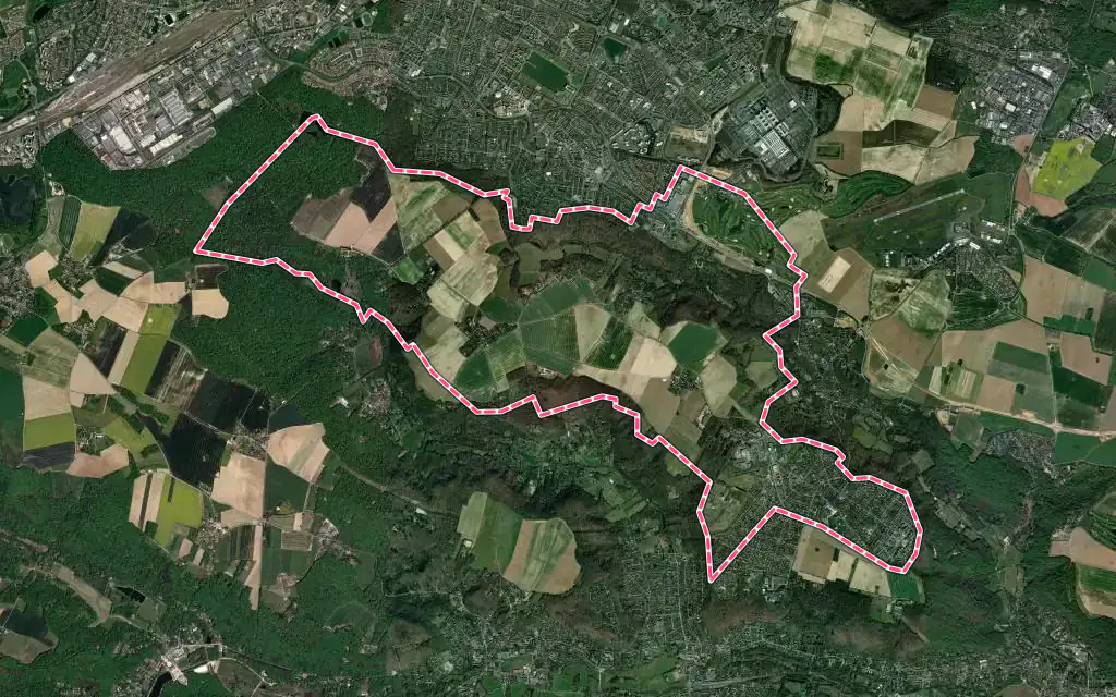 Vue satellite de Magny-les-Hameaux avec ses contours administratifs